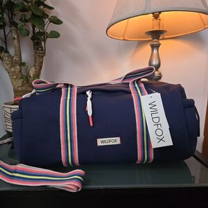 Wildfox Navy Duffel Bag with Rainbow Straps